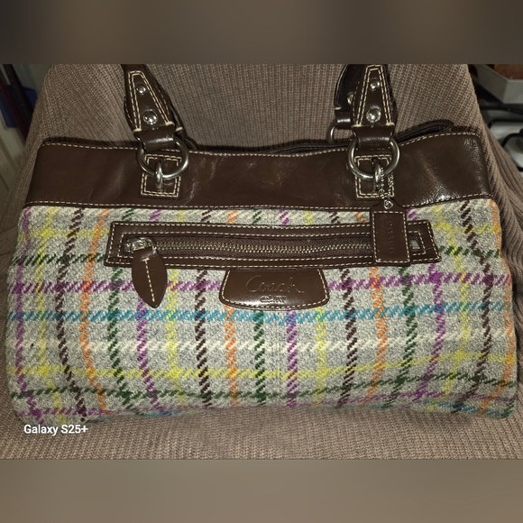 Coach Handbags - Coach Multicolor Plaid Tote Bag VINTAGE